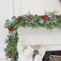 Lvydec Christmas 6Ft Pine Christmas Garland, Realistic Artificial Faux Greenery Garland with Pine Cone,Berry and Eucalyptus Leaves Cypress Garland for Mantle Holiday Fireplace Winter Christmas Decor by Lvydec