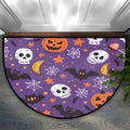 Skull Web Pumpkin Door Mat for Indoor Entrance Half Round Doormat Door Mats Absorbent Welcome Mats 24" x 36" Floor Mats Non-Slip Entryway Rug for Home Bathroom by Pardick