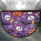 Skull Web Pumpkin Door Mat for Indoor Entrance Half Round Doormat Door Mats Absorbent Welcome Mats 24" x 36" Floor Mats Non-Slip Entryway Rug for Home Bathroom by Pardick