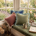 patdrea Vintage Green Linen Throw Pillow Covers,Set of 2,18"x18"-Kubum - Image 4