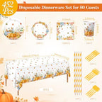 Ceenna 452 Pcs Fall Party Supplies Serve 50, Paper Plates Napkins Cups Set - Image 3