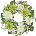 Briful 20in Artificial Dahlia Flower Wreath for Front Door Large Silk Dahlia Daisy Floral Wreath Fake Hanging Greenery Wreaths for Spring Summer Home Wall Window Mantle Outdoor Porch Décor by Briful