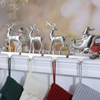 Set of 4 Christmas Stocking Holder for Mantel Reindeer and Sleigh Christmas Stocking Hangers for Fireplace Metal Mantel Hooks Hanger for Christmas (Stocking Holder Set of 4) - Image 4