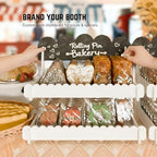 HOTCAN Wooden Cookie Display Stand with Chalkboard Sign for Bakers, Vendors, Craft Fairs | Pastry Display for Market Booths & Events | 2 Tiered Cookie Display for Muffins, Cakes, and Pastries (White) - Image 2