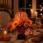 Svndlyn 15 Inch Lighted Fall Pumpkin Arrangement with Pumpkin, Daisies - Image 5