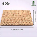 Water Hyacinth Rectangular Placemats Set of 6, 17 x 12 Inch Woven Rattan Table Mats for Dining Table, Heat Resistant Wicker Place Mats for Rectangular Tables, Boho Farmhouse Kitchen Decor - Image 2