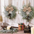 Civaner 18 Pcs 10" Mini Christmas Cabinet Wreaths with Bells and Ribbon - Image 3