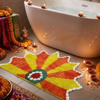 Duraaamo Diwali Rangoli Mat 26x19 Inch, Indian Lotus Rug - Image 3