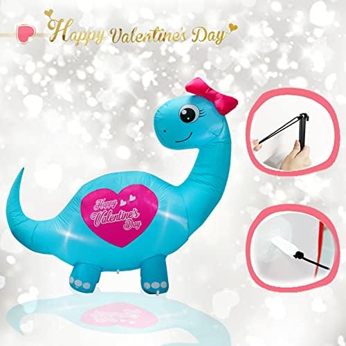 6FT Tall Valentine's Day Inflatables Cute Dinosaur with Sweet Heart, Blow Up Valentine's Day Dino Outdoor Decoration Built-in 4 LED Lights for Wedding Propose Indoor Yard Party Supplies - Image 5