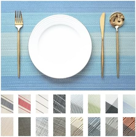 Placemats Set of 12 Vinyl/Plastic Woven Place Mats for Kitchen Table Indoor/Outdoor Washable Placemat Wipeable Dining Table Mats (Ocean Geode,12) by Unknown