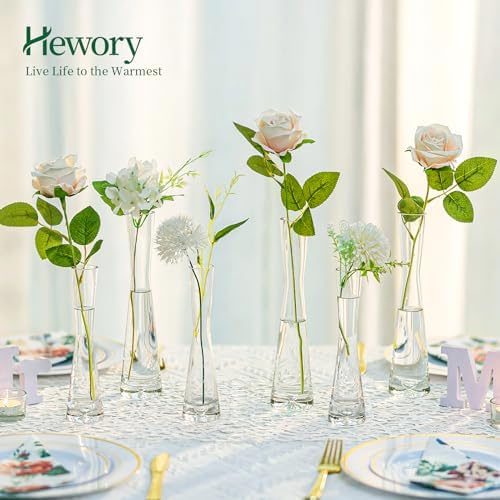 Hewory Glass Bud Vases for Centerpieces Set of 36, Handmade Modern Clear Small Skinny Decorative Single Flower Vase, Minimalist Slim Floral Vase for Home Wedding Party Events Table Decor, 7.87" - Image 2