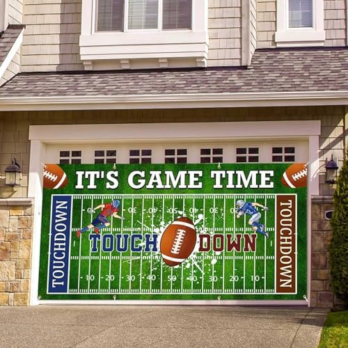 Football Garage Door Cover Banner Decorations, Football Field Themed Outdoor Extra Large Car Garage Door Murals Buddy Decorations 16 X 7 Ft - Image 3