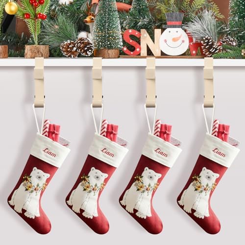 6 Pack Christmas Stocking and Garland Holders with 2 Hooks, Mantle Garland Holder for Hanging Christmas Stockings, Adjustable Fireplace Garland Holder & Stocking Hanger, Max 2.1" Thick Mantle - Beige - Image 3