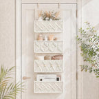 Boho Macrame Over Door Organizer (White) by GLDFI