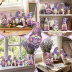 Simgoing 6 Pcs Purple Lavender Gnomes Mother's Figurines Lavender Gnomes with Best Mom Ever, Mom Resin Statues Table Decor for Mum Grandma Birthday Party Tabletop Home Centerpieces Tiered Tray Decor - Image 5