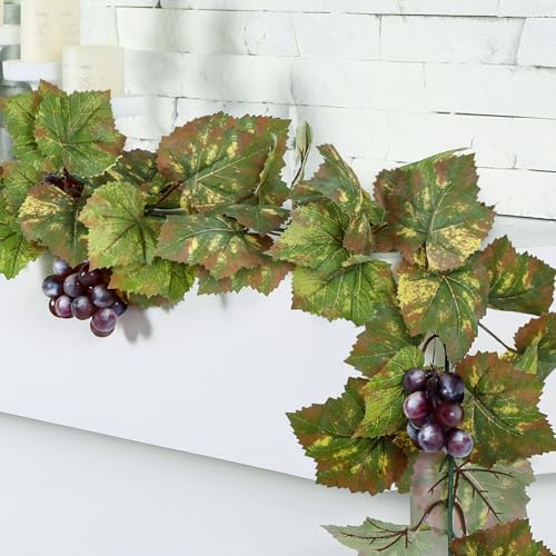 Artificial Grape Leaf Garland Vine Plant, 20 ft, Light Green by Glitinsel
