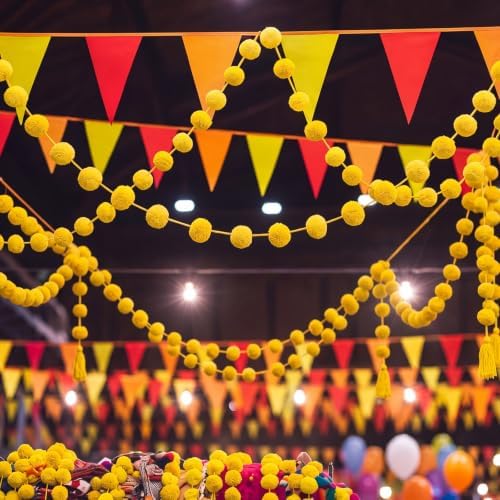 Yalikop 10 Pcs Pom Pom Garland 5 ft Diwali Party, Yellow - Image 5