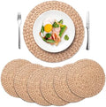 6 Pack, Round Woven Placemats, Natural Water Hyacinth Place mats, Braided Straw Table Mats for Dining Table, Christmas Placemats Set of 6 (15 inch) by YANGQIHOME