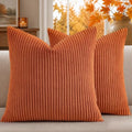 Mecatny Corduroy Fall Throw Pillow Covers 26x26 Set of 2 Burnt Orange by Mecatny