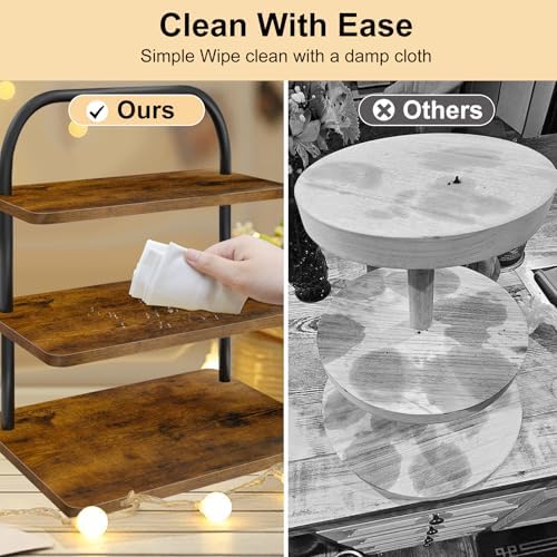 Cupcake Stand for 50 Cupcakes, 2 PACK 3 Tier Wooden Metal Cupcake Stand Reusable Cupcake Display Stand Tiered Tray Stand Dessert Table Display Set Serving Trays for Party Rustic Farmhouse Vendor - Image 4