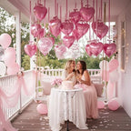 Jenaai 30 Set Heart Foil Balloon with Bow, Pink - Image 6