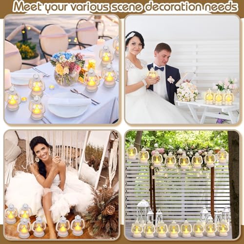 Ferraycle 24 Pcs Mini Lanterns Bulk 4 Inch White Lamp Table Centerpieces - Image 5