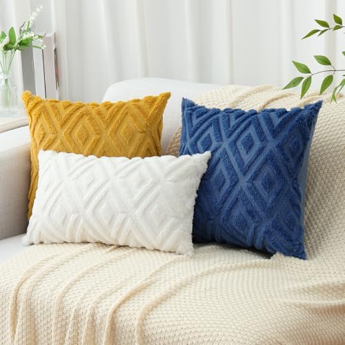 Pallene Fall Blue Faux Fur Throw Pillow Covers 24x24 Set of 2 - Image 6