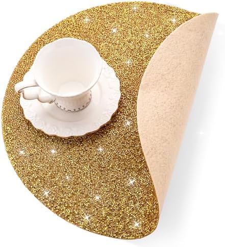 15" Gold Rhinestone Round Placemats Set of 4 - Image 6