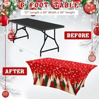 Oudain 2 Pcs Christmas Tablecloth 6 ft Red Green and Gold Table Cover - Image 3