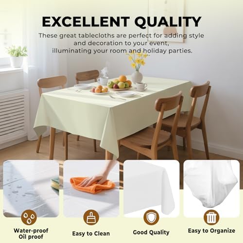 54 Inch X 300 Feet Plastic Table Cover Roll Premium Disposable Plastic Tablecloth for All Type/Shape Tables | Picnic, Party, Banquet, Birthdays, Weddings (Beige, 54 Inch X 300 Feet) - Image 3
