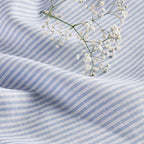 Solino Home 100% Pure Linen Table Runner, 14 x 132 in, Blue, Narrow Stripe - Image 2