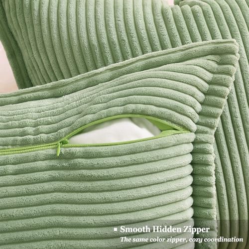 decorUhome Fall Corduroy Sage Green Throw Pillow Covers 26x26 Set of 2 - Image 3