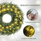 Norfolk Pine Christmas Wreath for Front Door Decoration, 2 Pack - Image 4