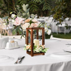 Hushee 30 Pcs Wooden Wedding Lantern Centerpiece Candles Wreaths Set,Brown - Image 6
