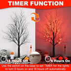 Halloween Decorations Indoor 2 Pack 24 Inch Black Halloween Tree with 48 Orange Red Led Lights, Timer/USB/Battery Operated Lighted Tabletop Spooky Tree for Halloween Table Decor Home Office Party - Image 4