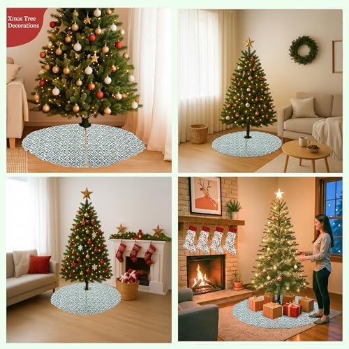Ridhi Sea Green Hand Block Print Cotton Christmas Tree Skirt 40 Inch - Image 6