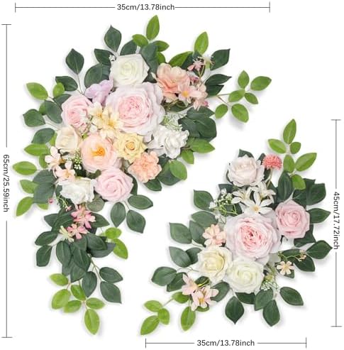 Odouzy Pack of 2 Wedding Arch, Artificial Flowers, Wedding Decor，Flower Garland Be Suited to Banquet, Party, Reception Entrance Welcome Sign and Background Decoration (Light Pink) - Image 6