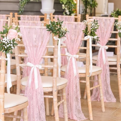 Remagr 6 Pcs Pink Lace Table Runners 30" x 120" Floral Wedding Decor - Image 4