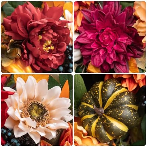 Fall Wreaths for Front Door 24 Inch, Rustic Farmhouse Harvest Autumn Wreath - Image 4