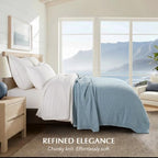 EVERGRACEHOME Chunky Chenille Knit Throw Blanket, 108x92, Chambray Blue - Image 2