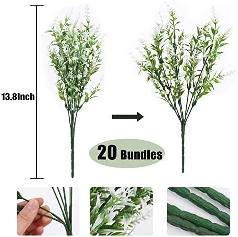 RECUTMS White Outdoor Artificial Flowers UV Resistant Fake Plants 20 Bundle - Image 2