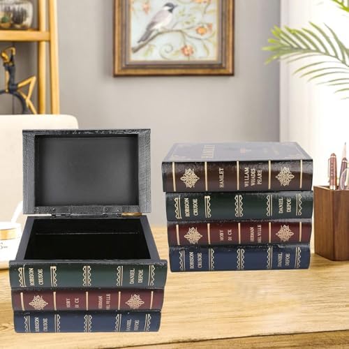 Wooden Book Shaped Boxes Vintage Decorative Book Storage Box Antique Book Decorations Home Decoration Props Office Bookcase Ornaments Jewelry Storage Case - Image 6