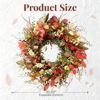 22" Berry Branches Fall Wreath with Colorful Mixed Leaves, Flowers & Twigs - Image 4
