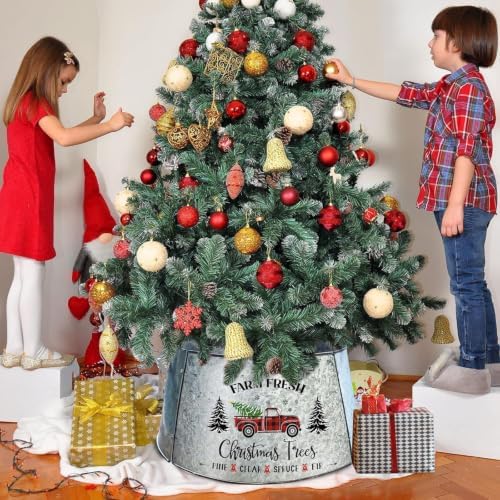 Small Metal Christmas Tree Collar 21 Inch Diameter Base, Small Tree Collar for Slim Trees, Christmas Truck Decorations - Image 2
