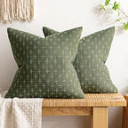 MIULEE Pack of 2 Decorative Burlap Linen Euro Sham Spring Throw Pillow Covers Modern Farmhouse Vintage Pillowcase Rustic Woven Textured Cushion Cover for Sofa Couch Bed 26x26 Inch Olive Green by MIULEE