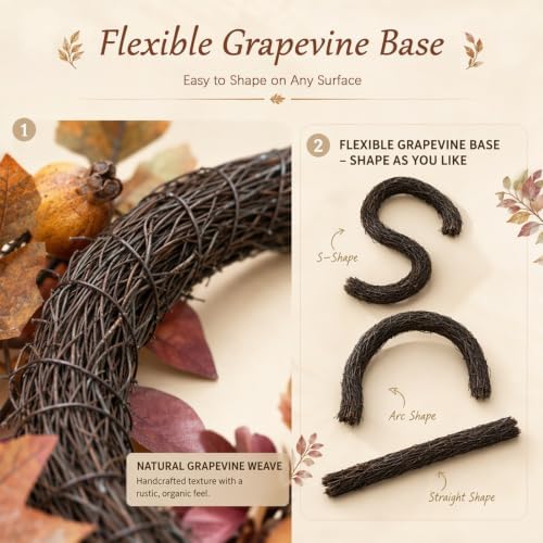 Thanksgiving Harvest Garland 6FT, Dahlia Pumpkin Pomegranate Berries Maple Leaves Grapevine with LED Lights, Fall Farmhouse Mantle Decor and Autumn Fireplace Table Centerpiece - Image 4