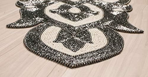 Lightnpro Beaded Table Runner Elegant Infinity Design - Handmade Glitz Table Décor for Weddings, Parties, Holidays, Gifting & Everyday Use - Decorative Centerpiece Accent - 13x36 Inch - Mercury - Image 4