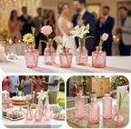 Glass Bud Vases in Bulk Small Mini Pink Vase for Flowers 17pc - Image 2