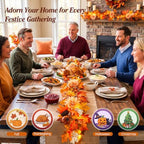 Lewondr 6ft Fall Garland with Lights for Mantel, 20 LED, Fruits & Dahlia - Image 6