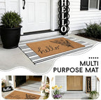2 PCS Spring Welcome Door Mat Set, 17"x30" Coir Doormat with Non-Slip Backing & Black White Striped Mat, Farmhouse Spring Wildflower Doormat for Layering Front Porch, Patio, Entryway Spring Home Decor - Image 6